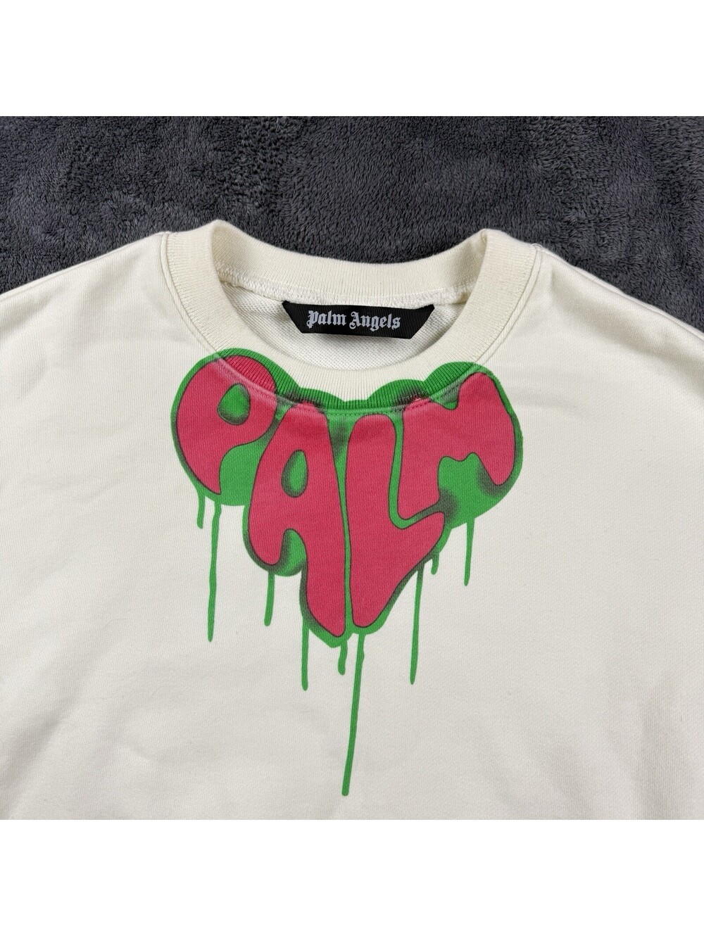 Palm Angels Spray Heart Sweatshirt Off White MenXL Hype Logo Designer Streetwear - Picture 7 of 9